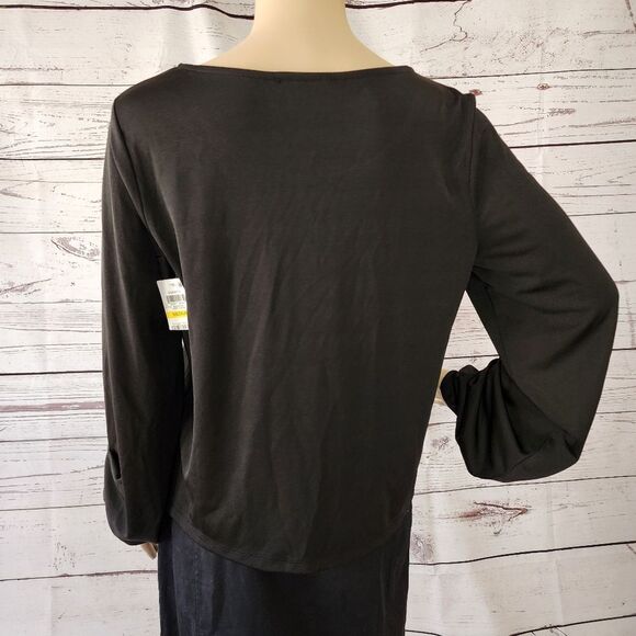 Inc Black Long Sleeve Shirt Medium NWT - Picture 3 of 7
